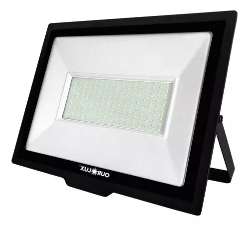 Refletor Ourolux LED Slim 200W Bivolt Preto 6500K